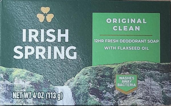 IRISH SPRING 'Original Clean' 12HR Deodorant Soap with Flaxseed Oil 113 gr